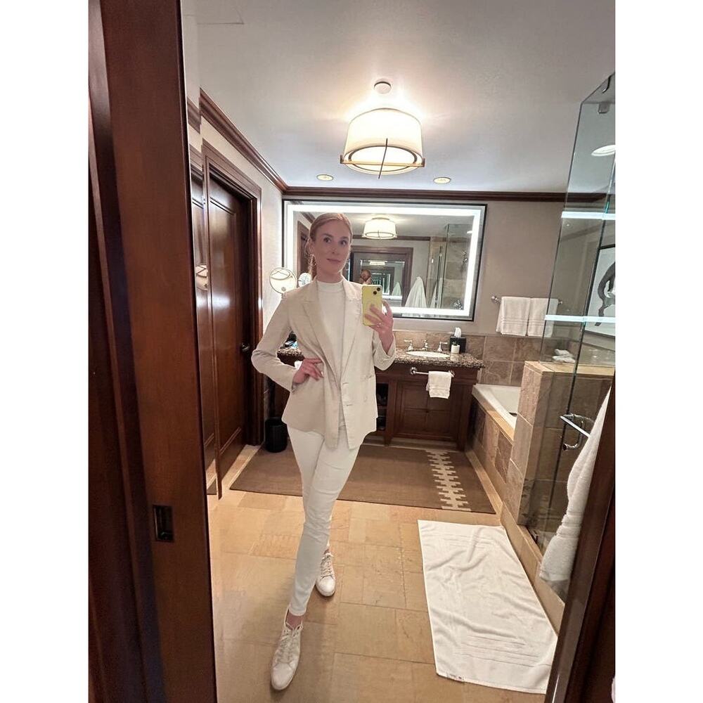 VERONICA BEARD Tan Two Toned Blazer Oversized Front Button Braeton Jacket 10 - Picture 12 of 13